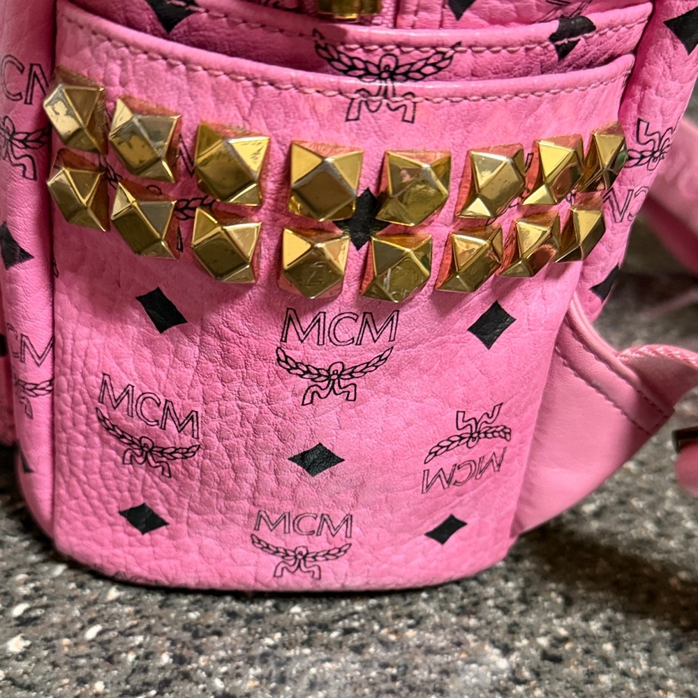 Mcm Pink Backpack With Side Studs Euc - image 2